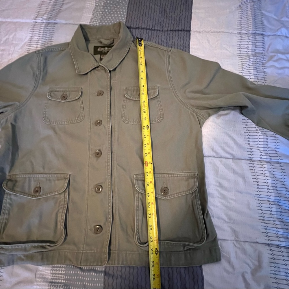 Eddie Bauer Womens Olive Green Army Military Style Utility Jacket Sz XL Cotton - Picture 15 of 16